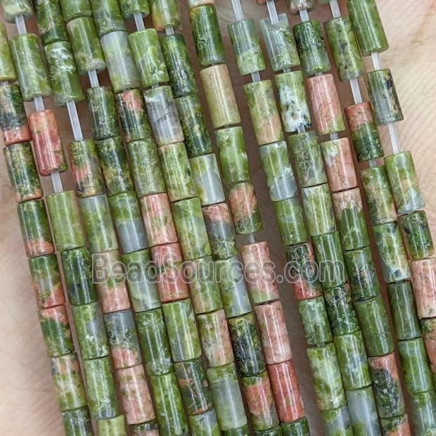 Natural Unakite Tube Beads