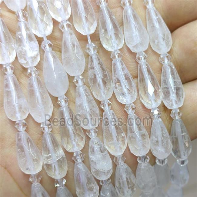 Natural Angola Clear Quartz Beads Faceted Teardrop