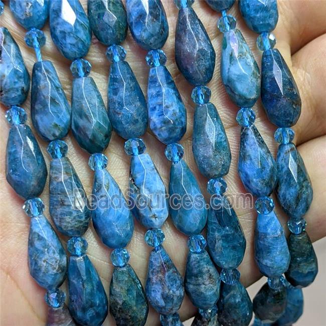 Natural Blue Apatite Beads Faceted Teardrop