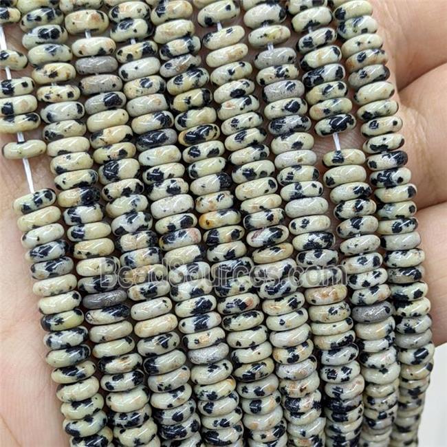 Natural Black Dalmatian Jasper Heishi Beads