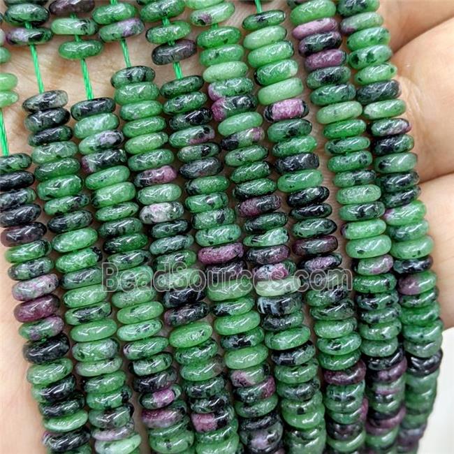 Natural Ruby In Zoisite Heishi Beads Green