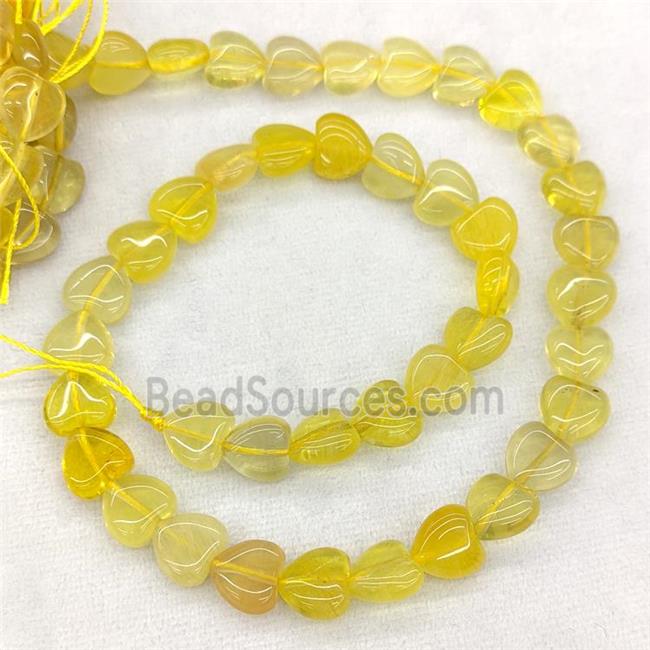 Natural Lemon Quartz Heart Beads Yellow