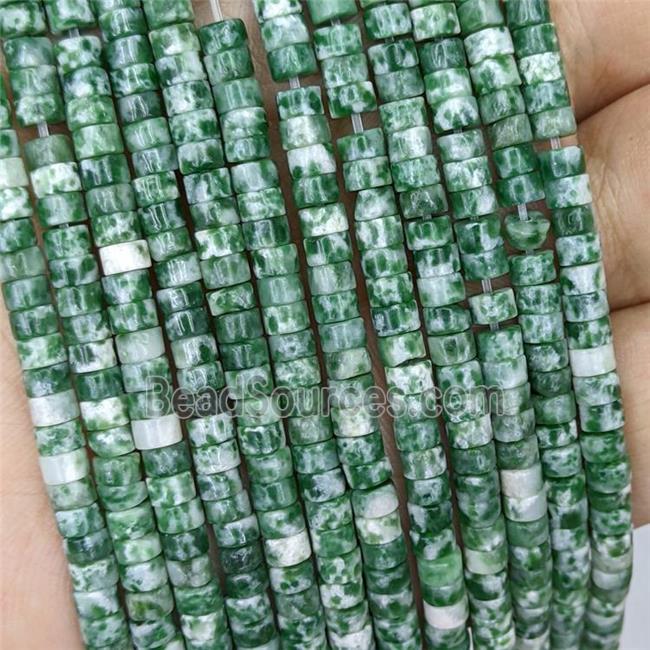 Natural Green Dalmatian Jasper Heishi Beads