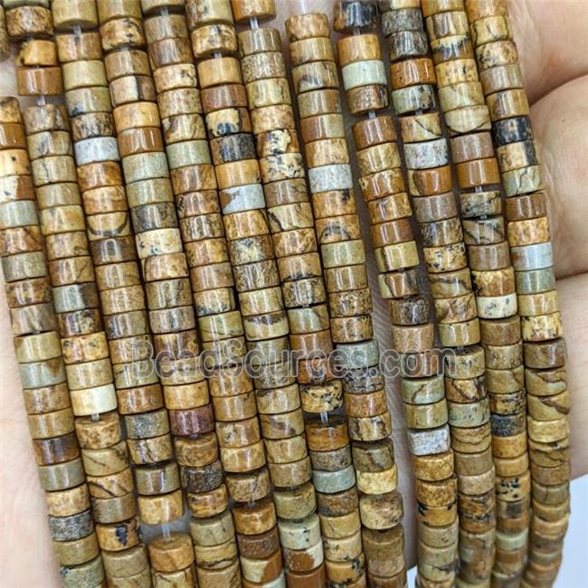 Natural Picture Jasper Heishi Beads