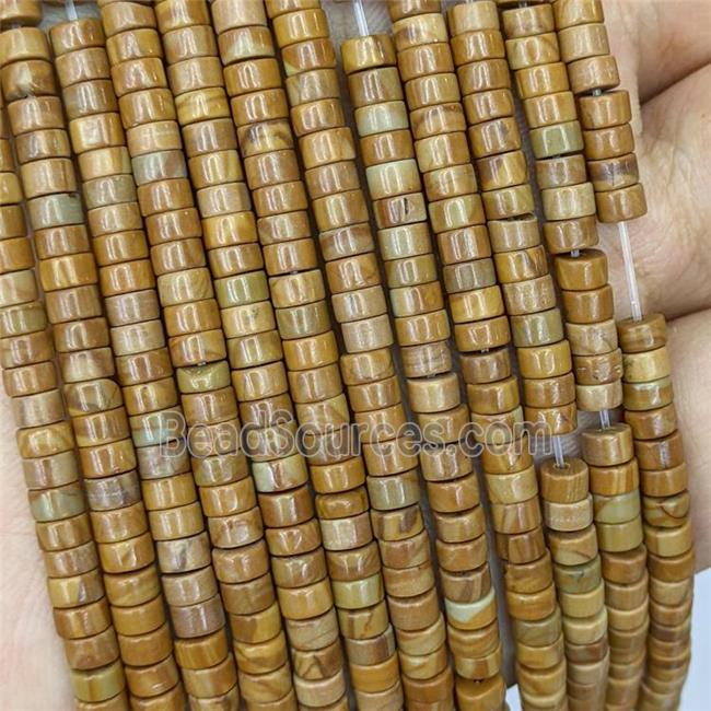 Natural Brown Wood Lace Jasper Heishi Beads