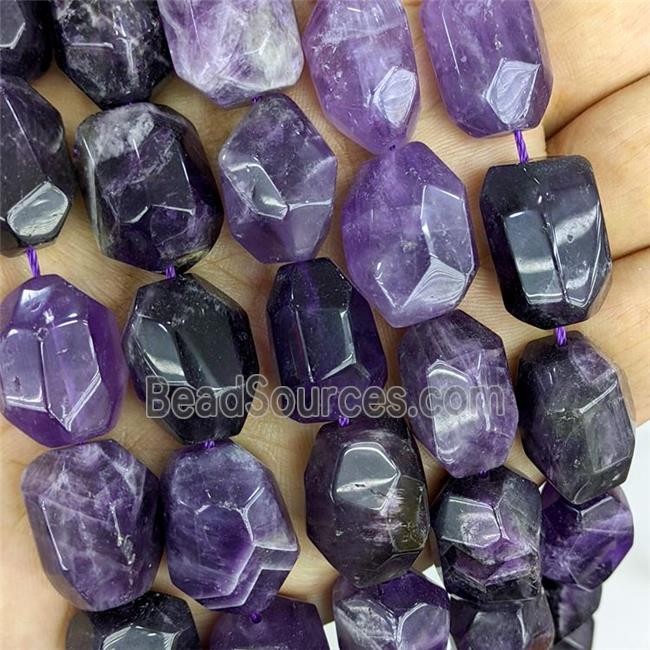 Natural Purple Amethyst Nugget Beads Freeform Faceted