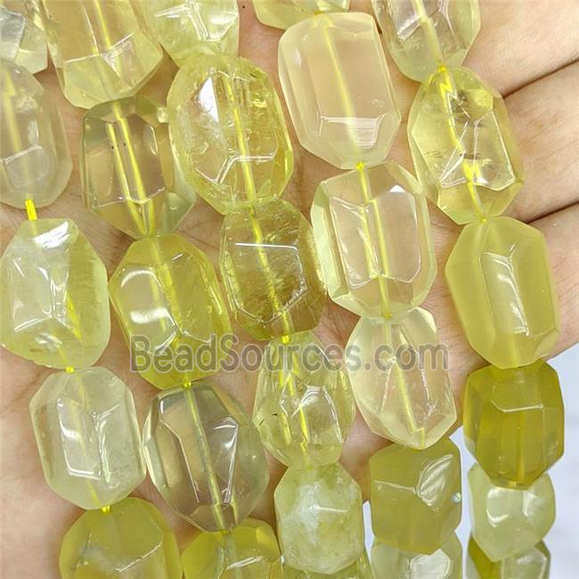 Natural Lemon Quartz Nugget Beads Freeform Faceted