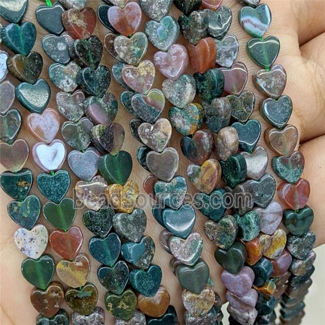 Natural Indian Agate Heart Beads Multicolor