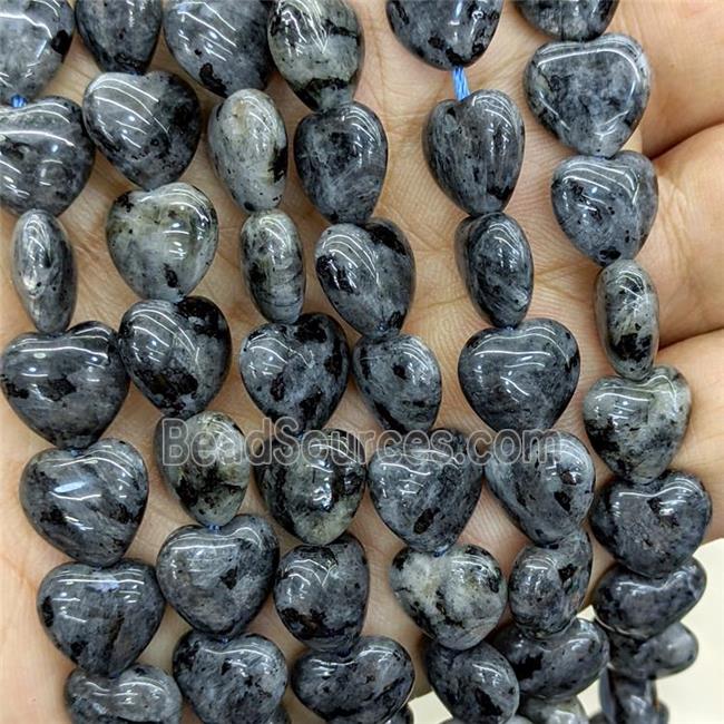 Natural Black Labradorite Heart Beads