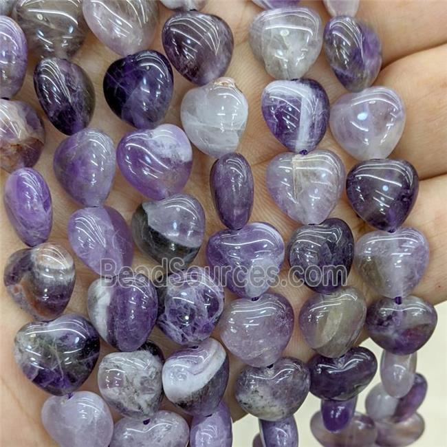 Natural Amethyst Heart Beads Purple