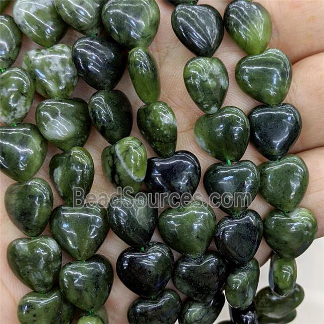 Natural Chinese Jadeite Heart Beads