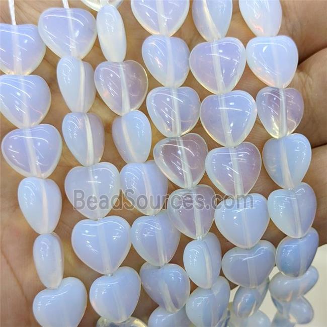 White Opalite Heart Beads