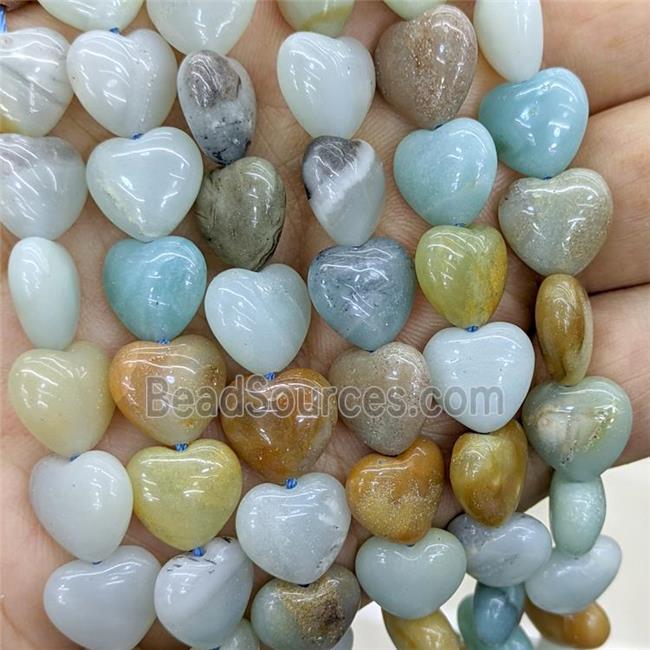 Natural Chinese Amazonite Heart Beads Multicolor