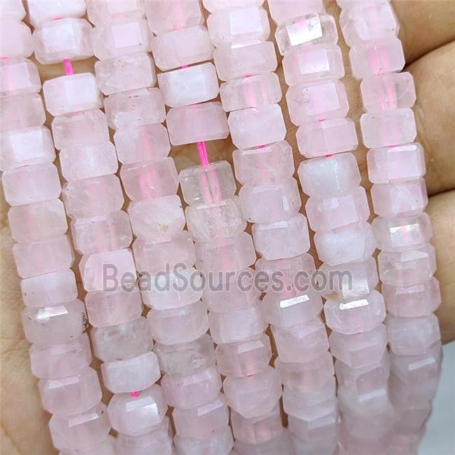 Natural Pink Rose Quartz Hexagon Beads