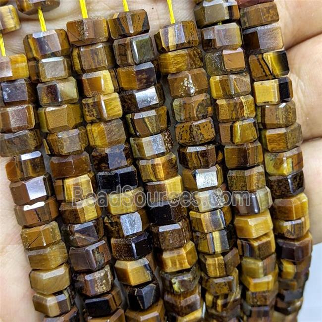 Natural Tiger Eye Stone Hexagon Spacer Beads