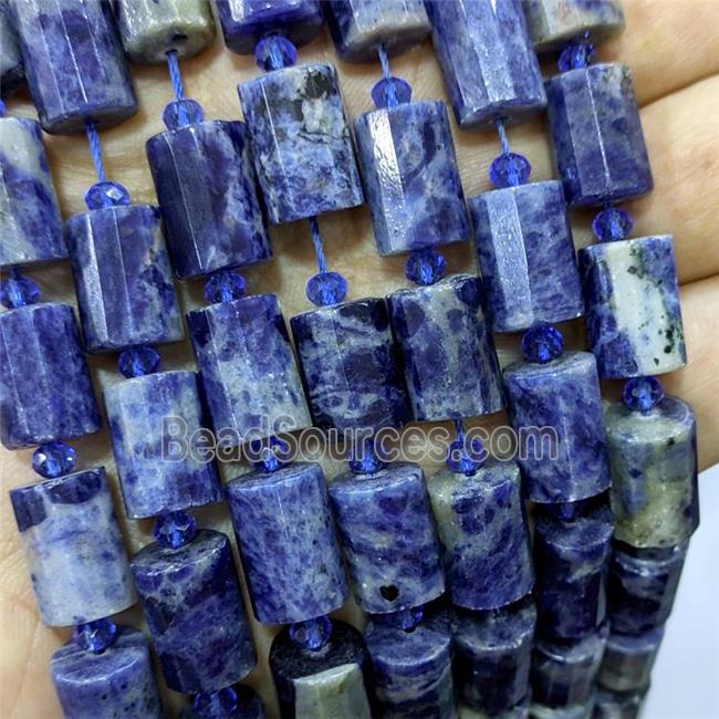 Natural Blue Sodalite Tube Beads