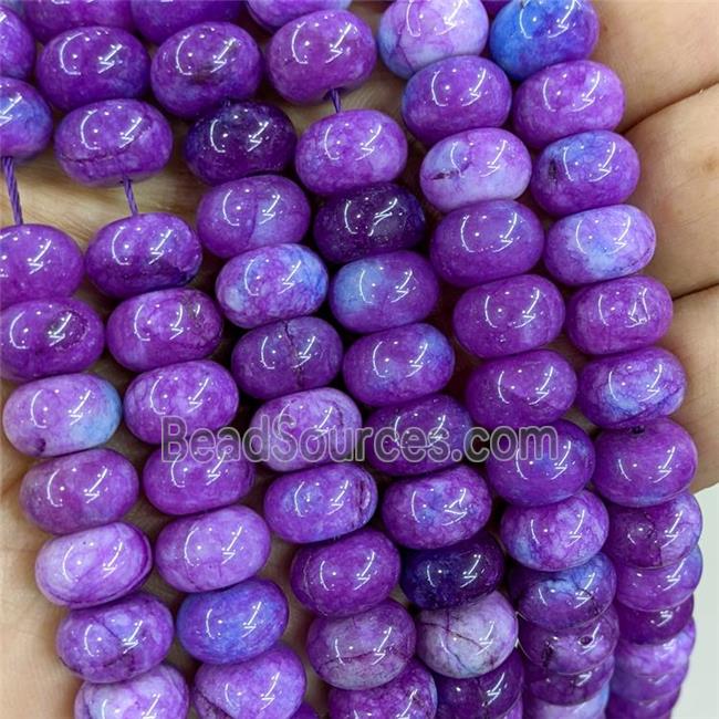 Purple Dye Jade Beads Smooth Rondelle B-Grade