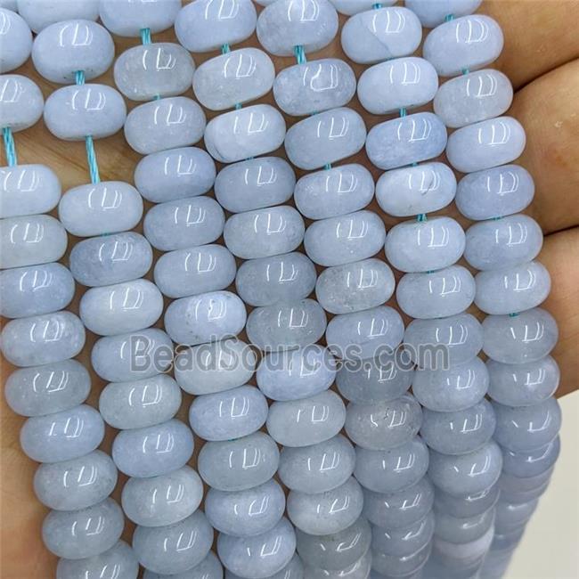 Lt.blue Dye Jade Beads Smooth Rondelle