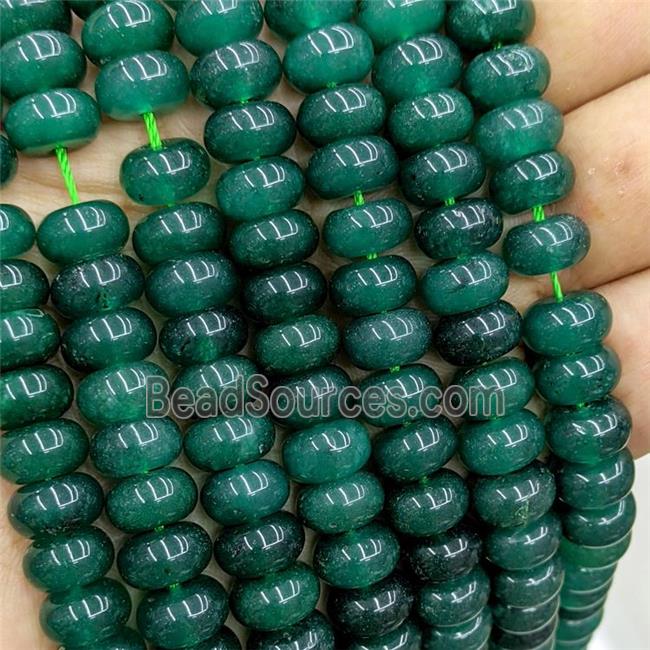 Green Dye Jade Beads Smooth Rondelle