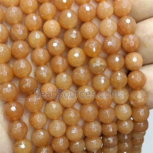 Red Aventurine Beads Faceted Round