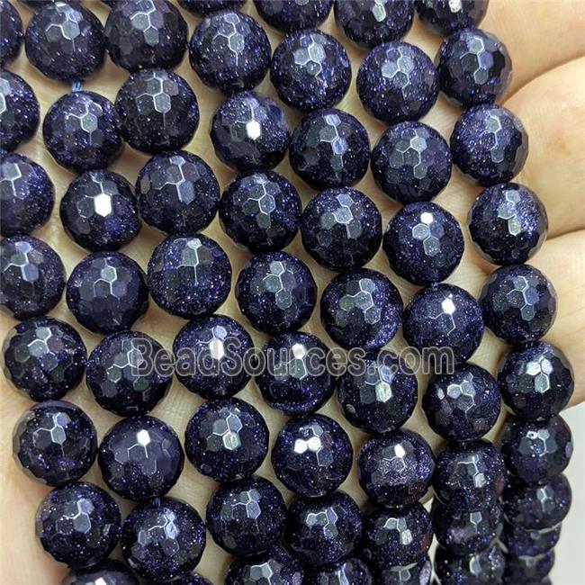 Blue Sandstone Beads Faceted Round