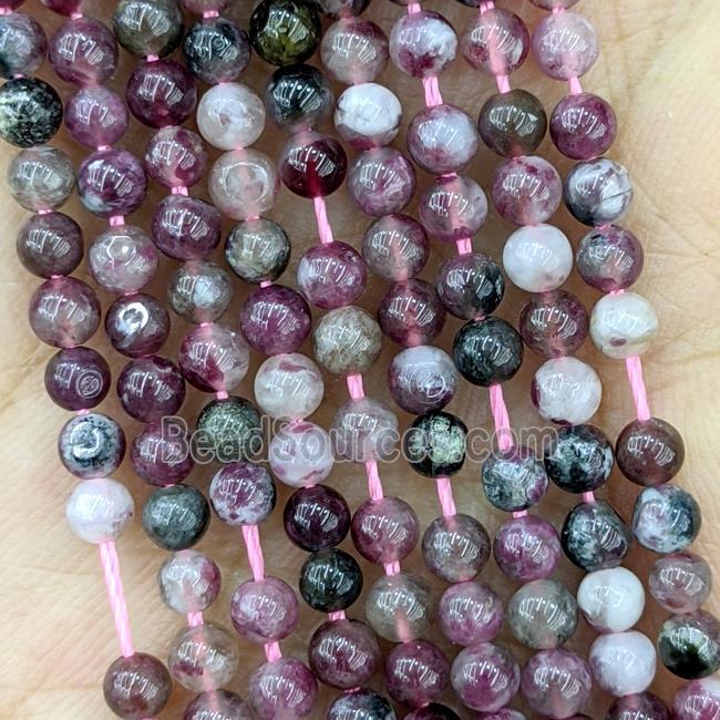 Natural Plum Blossom Tourmaline Beads Smooth Round