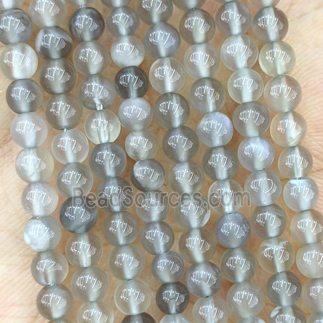 Natural Gray Moonstone Beads Smooth Round