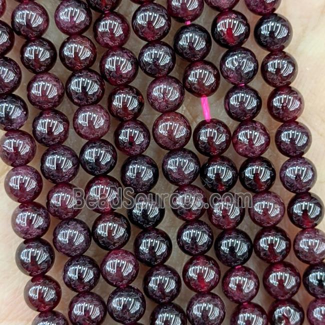 Natural Garnet Beads DarkRed Smooth Round