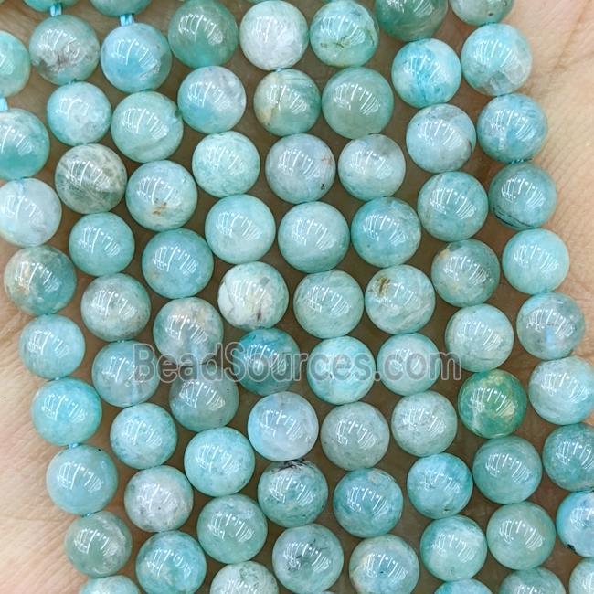 Natural Green Amazonite Beads Smooth Round B-Grade