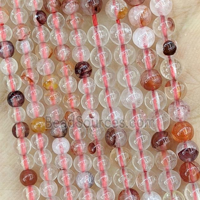 Natural Hematoid Quartz Beads Red Smooth Round