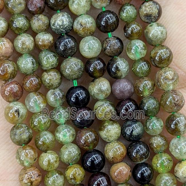 Natural Green Garnet Beads Smooth Round