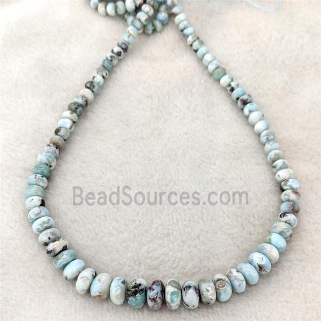 Natural Larimar Rondelle Beads Smooth Graduated