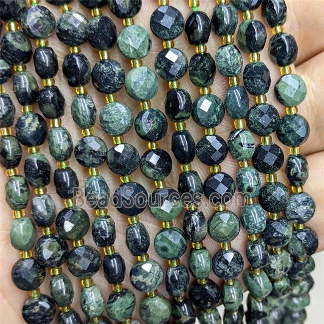 Natural Green Kambaba Jasper Beads Faceted Coin