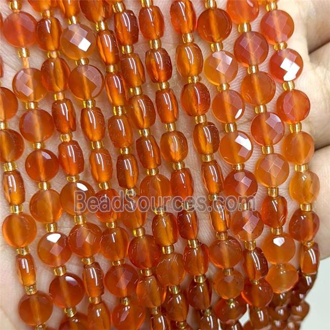 Natural Agate Beads Red Dye Faceted Coin