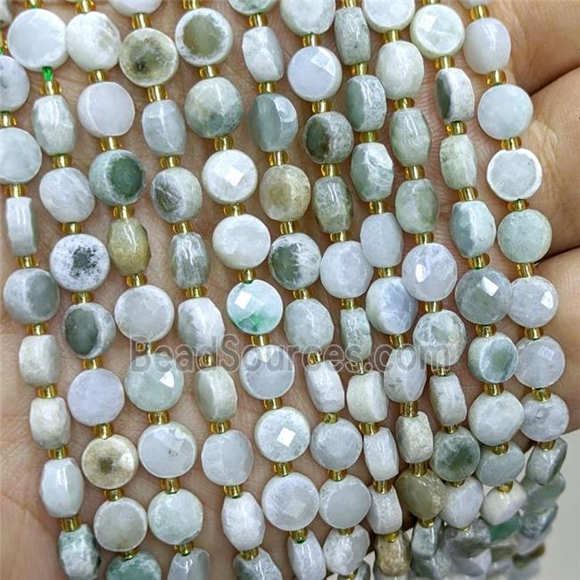 Natural Burmese Jadeite Beads Faceted Coin