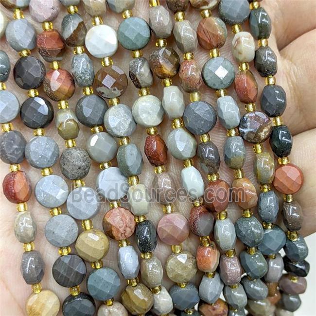 Natural Ocean Jasper Beads Faceted Coin