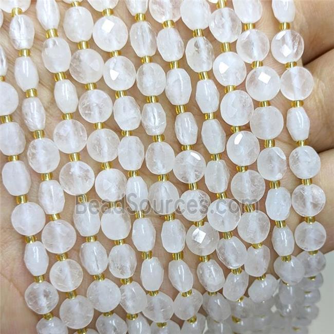 White Clear Quartz Beads Faceted Coin