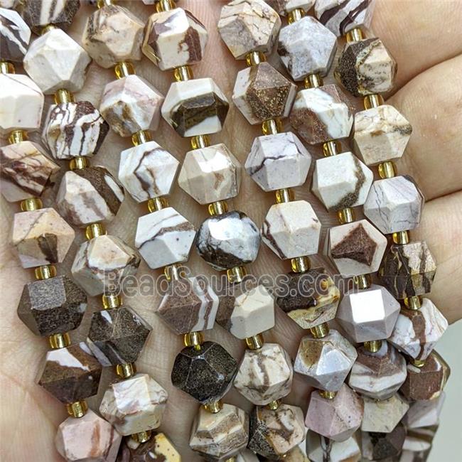 Natural Australian Zebra Jasper Beads Coffee Cut Bicone