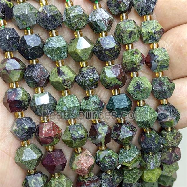 Natural Green Dragon Bloodstone Beads Cut Bicone