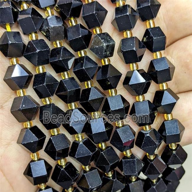 Natural Black Obsidian Beads Cut Bicone