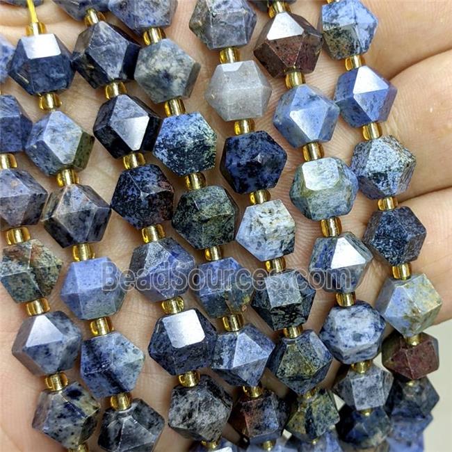 Natural Blue Dumortierite Beads Cut Bicone