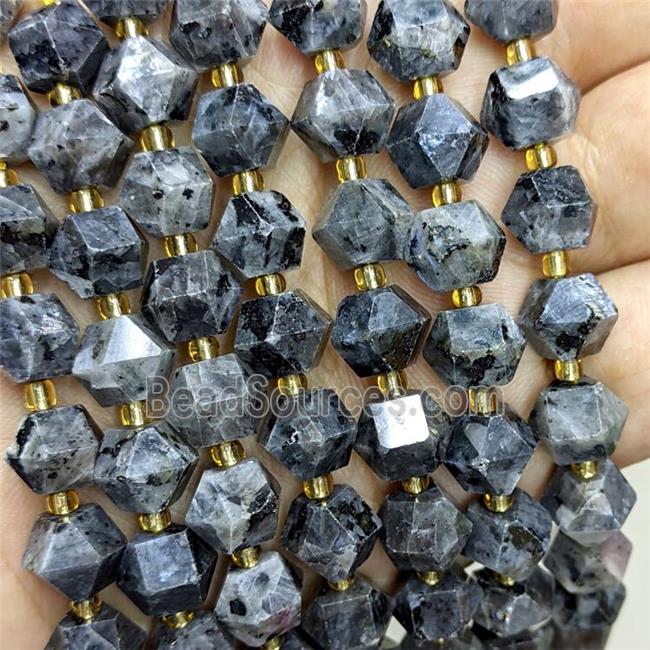 Natural Black Labradorite Beads Larvikite Cut Bicone