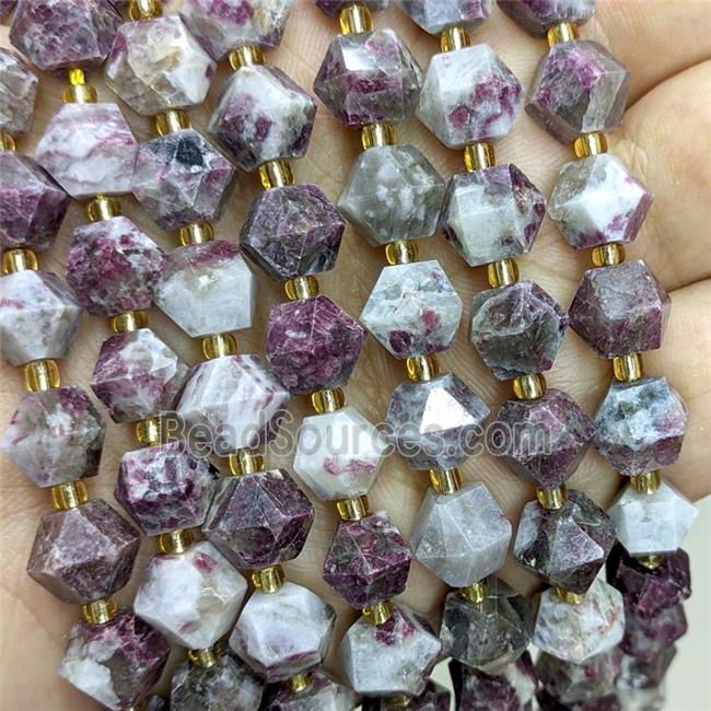 Natural Plum Blossom Tourmaline Beads Cut Bicone