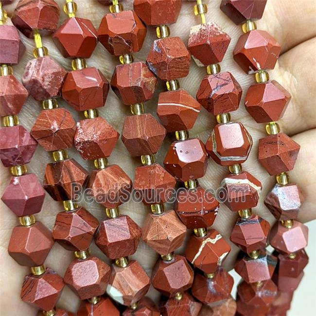 Natural Red Jasper Beads Cut Bicone