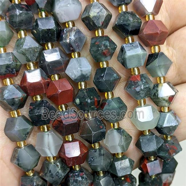 Natural African Bloodstone Beads Cut Bicone