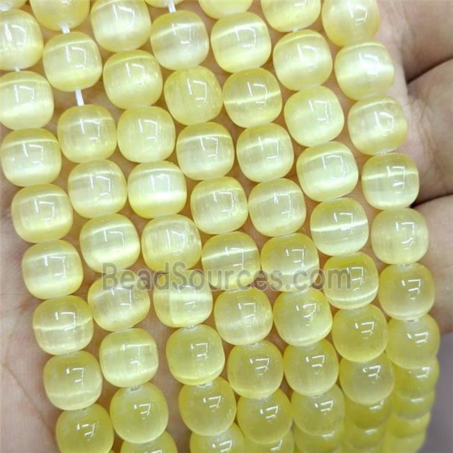 Natural Selenite Barrel Beads Yellow Dye