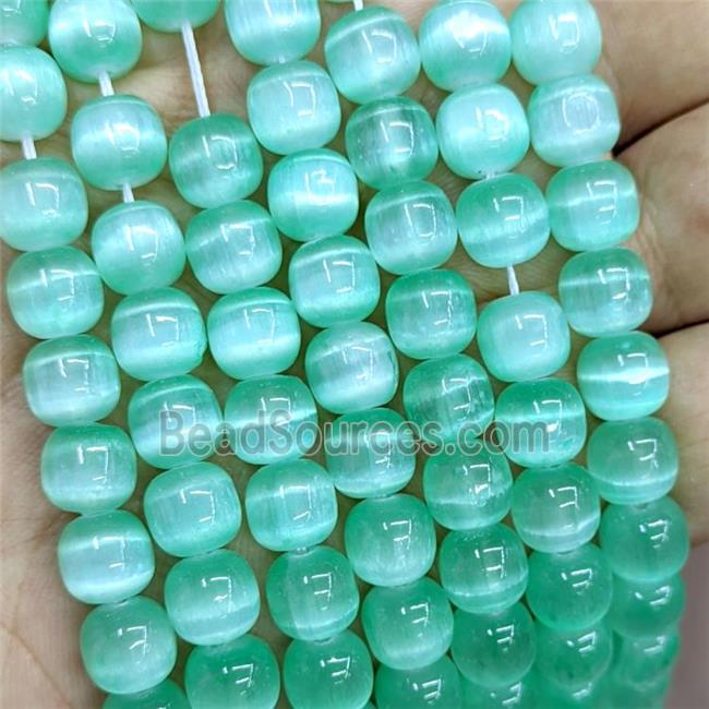 Natural Selenite Barrel Beads Green Dye