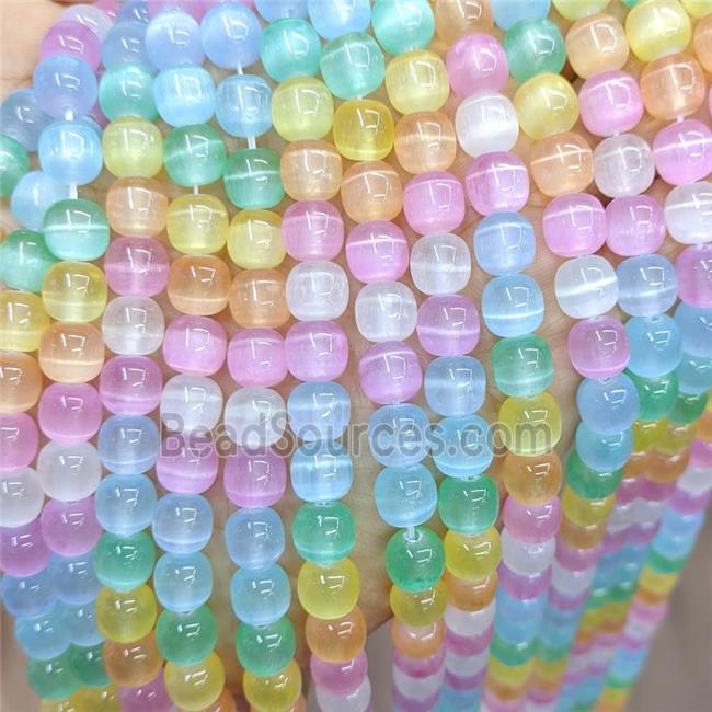 Natural Selenite Barrel Beads Dye Multicolor