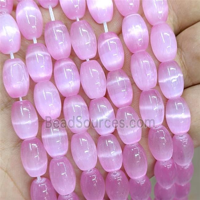 Natural Selenite Rice Beads Pink Dye