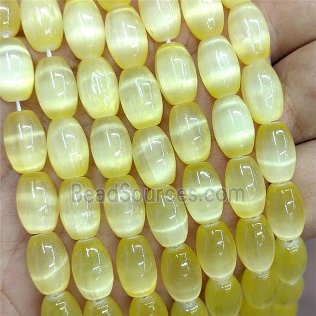 Natural Selenite Rice Beads Yellow Dye